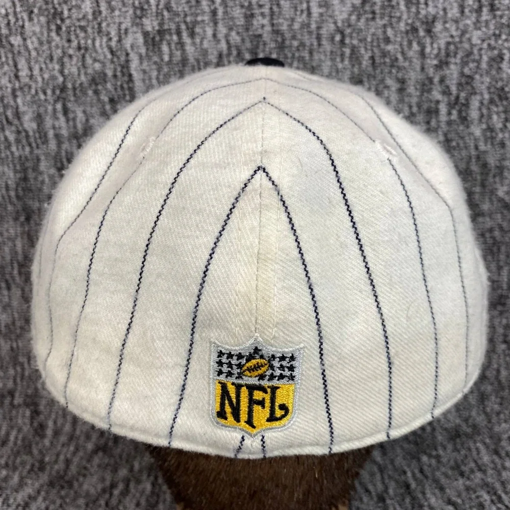 Vintage Pittsburgh Steelers Reebok Fitted Hat 7 3/8 Pinstripe White Cap NFL Wool
